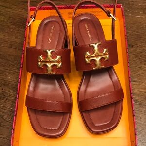 Tory Burch Brown Sandals with Gold Accents